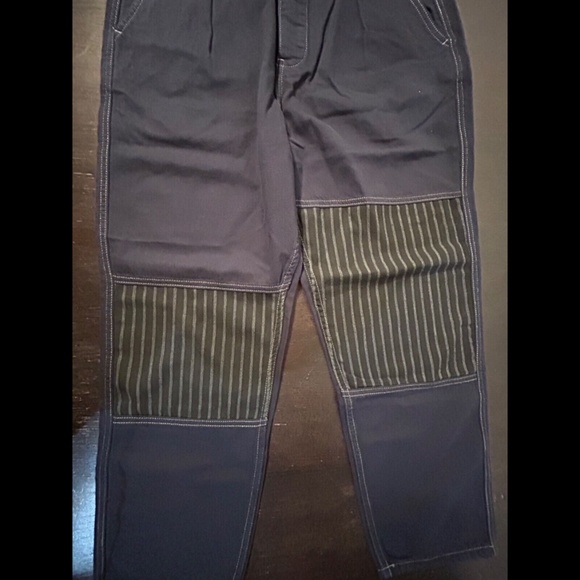 Sandrine Rose X Free People Blue/Blk French Worker Pant Pinstripe Patch Size 29 - Picture 3 of 14